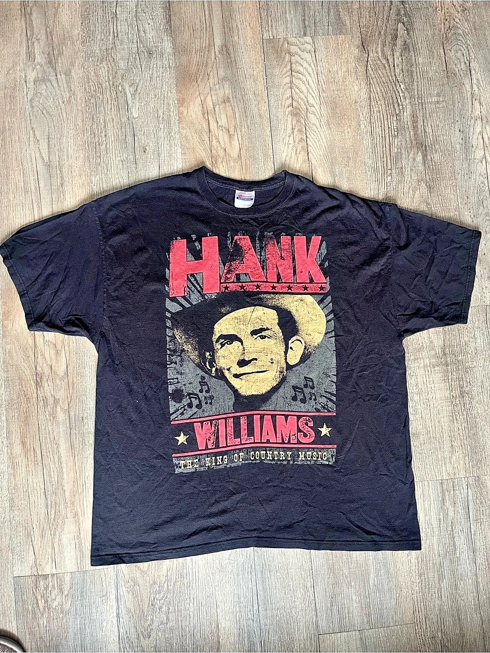 Hanes Hank Williams The King of Country Music Graphic T-Shirt Tee Black